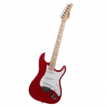 GST Maple Fingerboard Electric Guitar Bag Shoulder Strap Pick Whammy Bar Cord Wrench Tool Sunset Color/Red/Blue/Black & White Red 