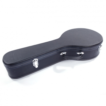 Glarry Hardshell A-Style Microgroove Pattern Leather Wood Mandolin Case Black Portable Leather Case for Mandolin