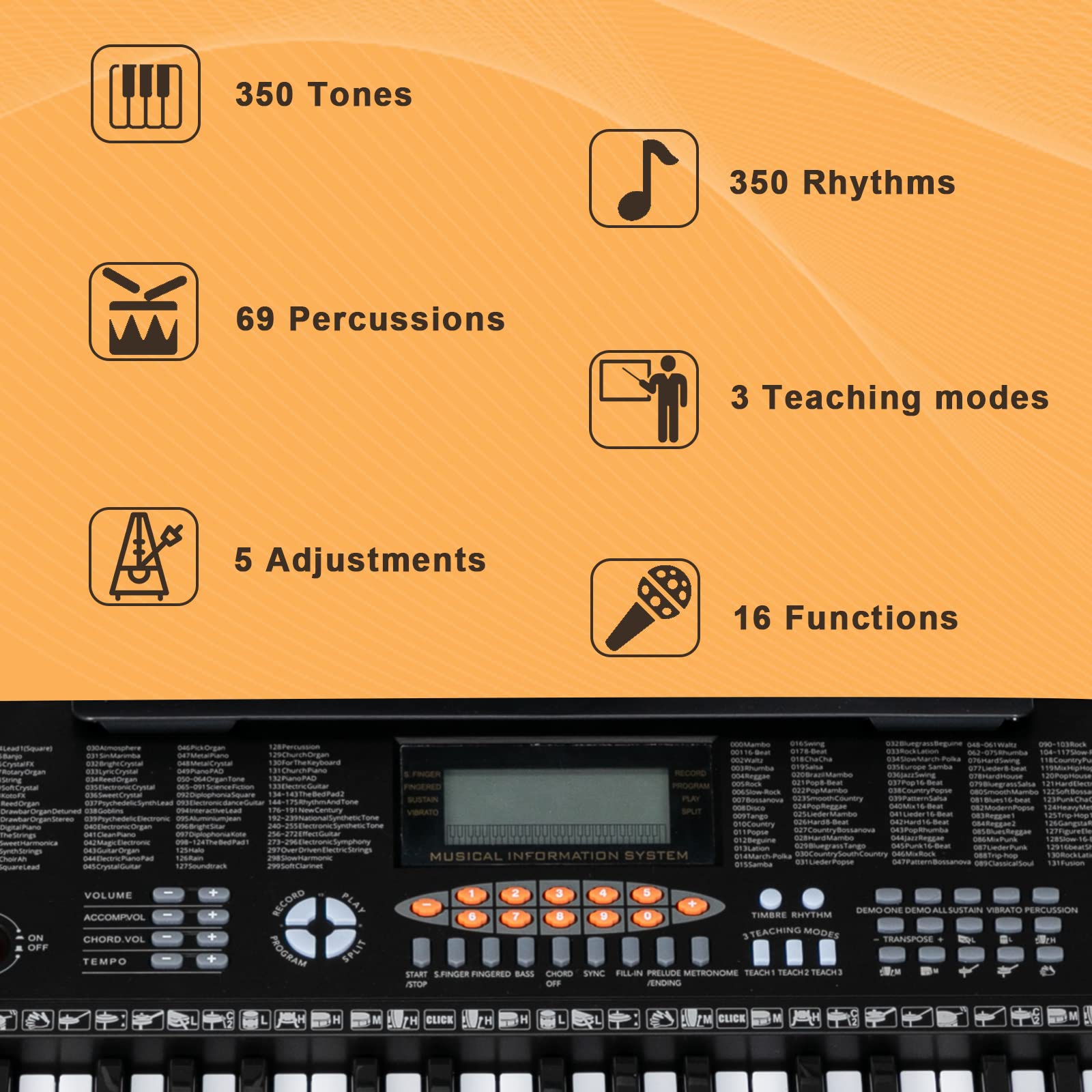 Tastatură portabilă Glarry GEP-108 cu 61 de tasteTastatură portabilă Glarry GEP-108 cu 61 de taste  