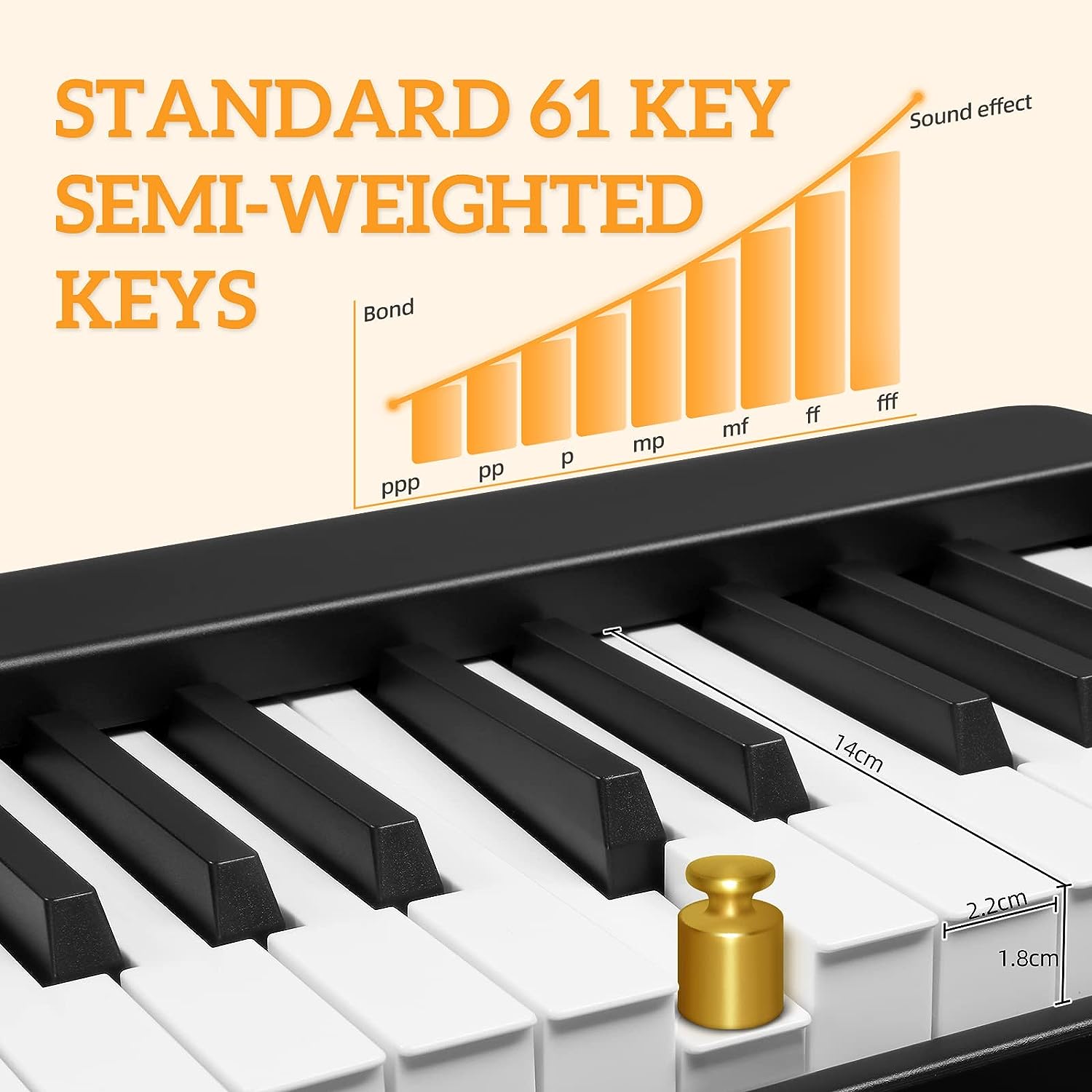  FVEREY Foldable Piano Keyboard, 61 Keys Semi Weighted