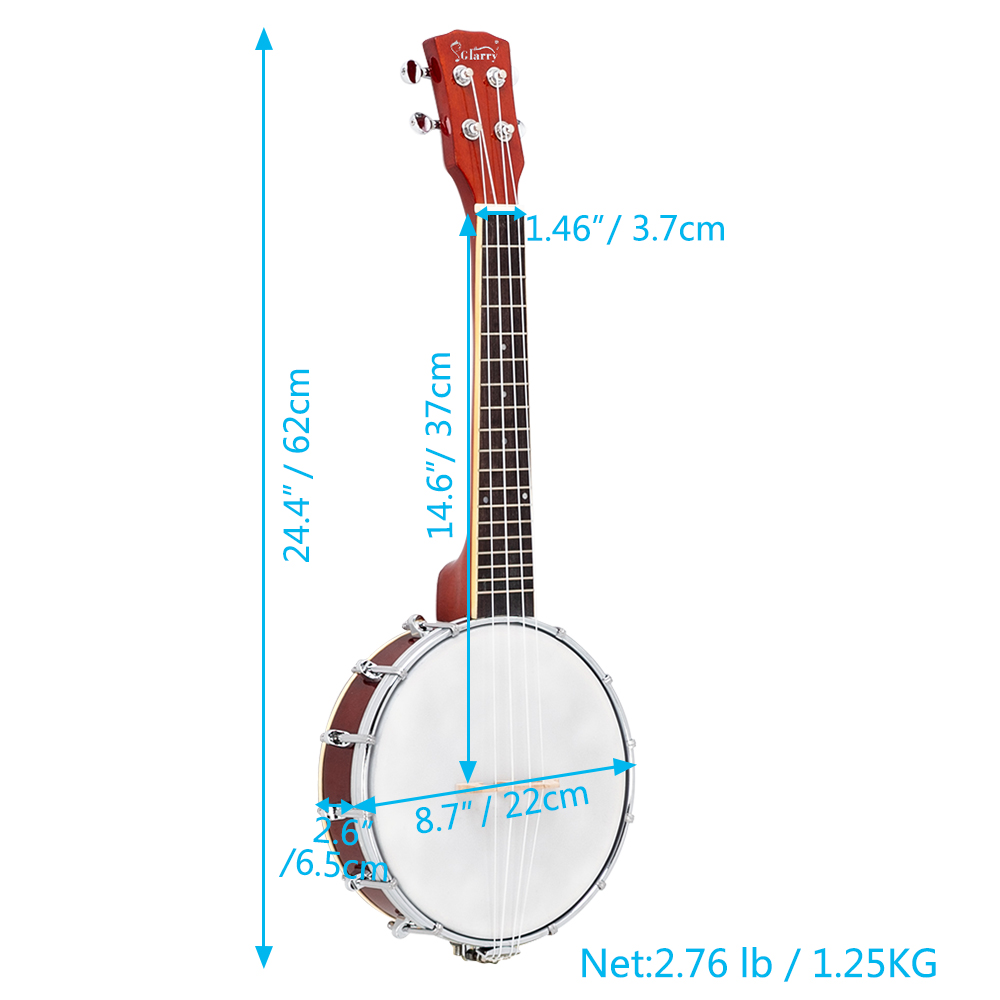 tyk Skærm Klemme Glarry 4 String Banjo Ukulele Concert Type With Gig Bag Strings -  Glarrymusic